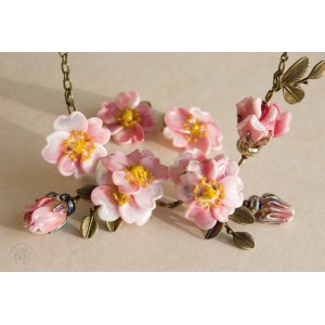 "Dog-rose" - necklace and earrings
