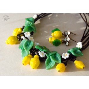 "Lemons": necklace and earrings