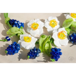 "Daffodils and muscari" - necklace and earrings
